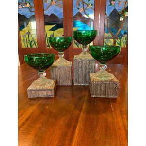 Vintage Anchor Hocking Emerald Green Champagne Glasses